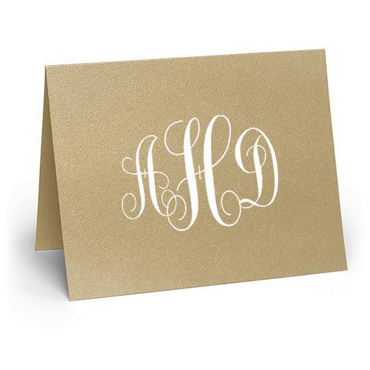 Grand Monogram Folded Shimmer Note Cards